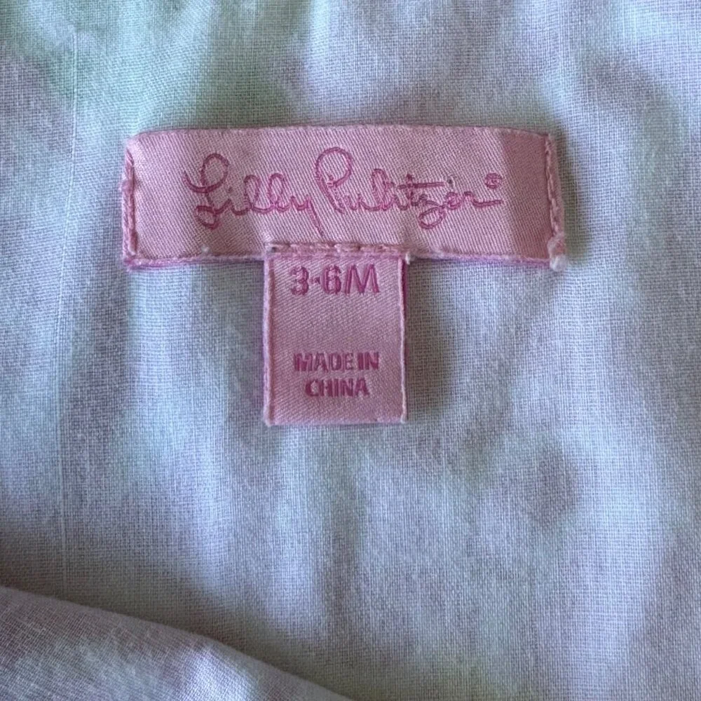 LILLY PULITZER Sea Creatures Dress Girls 3-6 Months Infant Girl Pink Green Crabs - Picture 7 of 9